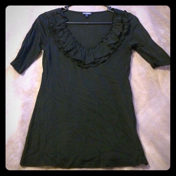 Black ruffle shirt, worn once.
