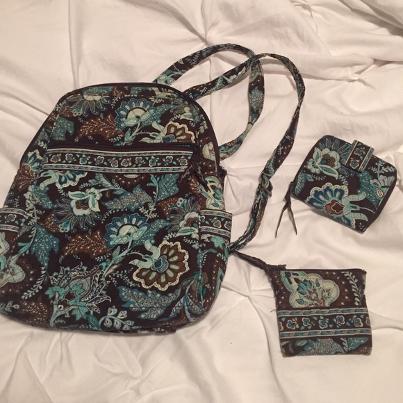 Vera Bradley backpack with coin pouch and wallet