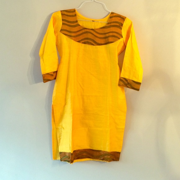 Yellow long sleeved Indian style tunic - Picture 1 of 1