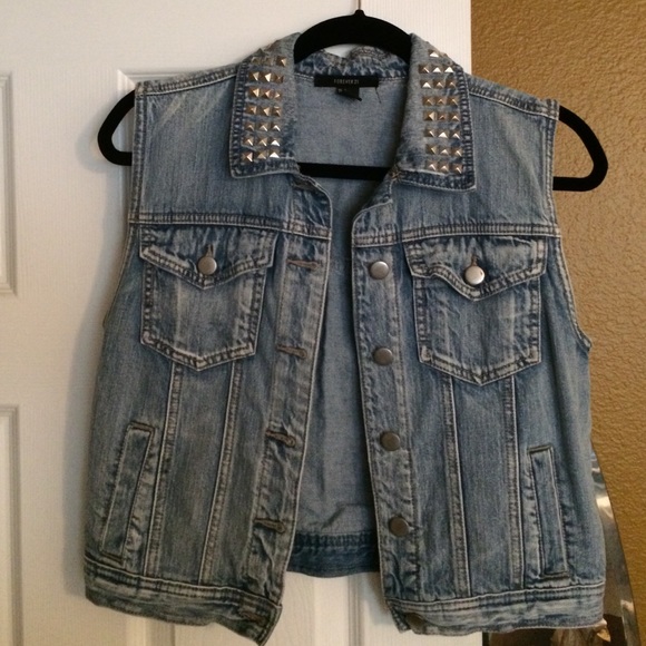 Studded Jean Vest Jacket