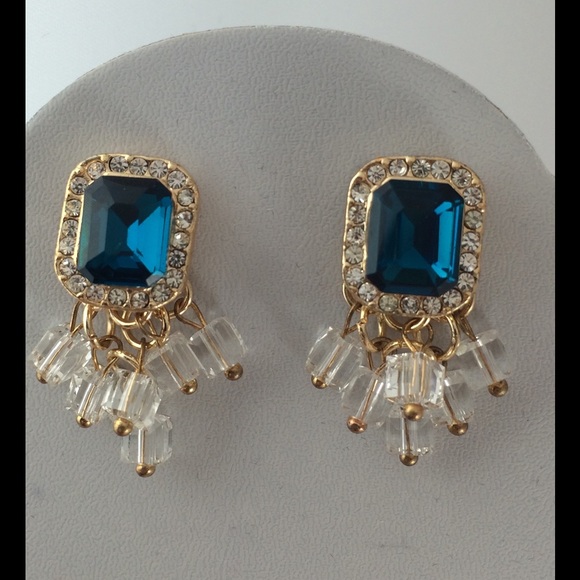 Cushion cut Teal Cube Bead Earrings