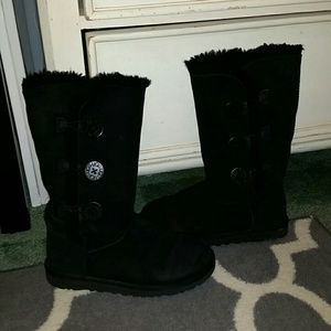 Ugg Tall Black Bailey Button Boots
