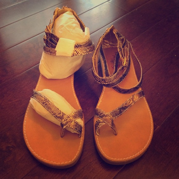 Snake printed gladiator sandals
