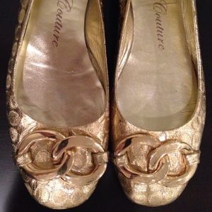 ✨Juicy couture gold leather flats✨