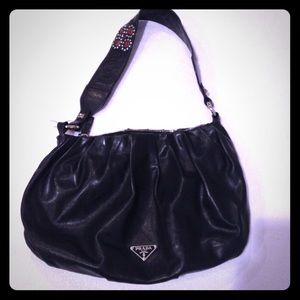 Prada Black Lambskin Shoulder Bag