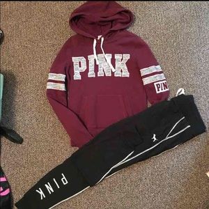Maroon pullover and sweats set