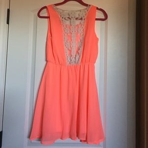 Hot coral mini dress