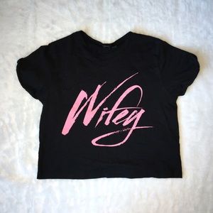 "Wifey" Graffiti-style Graphic Crop Top T-Shirt