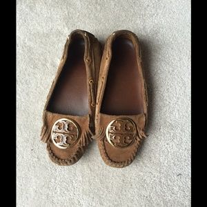 Tory Burch Alexandra Tan Suede Moccasin Flats