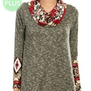 Plus Size Ruby Aztec Cowl Tunic