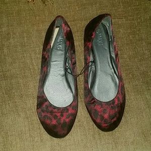 NWT Red & Black Satin Cheetah Print Flats