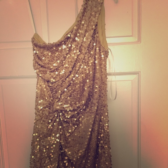 Sequin Gold Holiday Dress - Picture 1 of 4