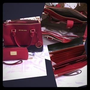 Michael Kors Handbag & Wallet Red/Black edition