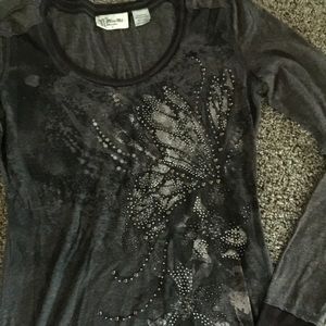 Miss Me long sleeve shirt with beading/jewels