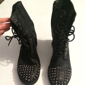 NWOT Black studded combat boots