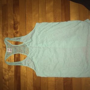 light blue tank top with lace on back