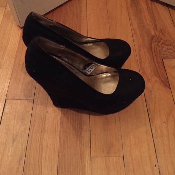 Black Suede Wedges