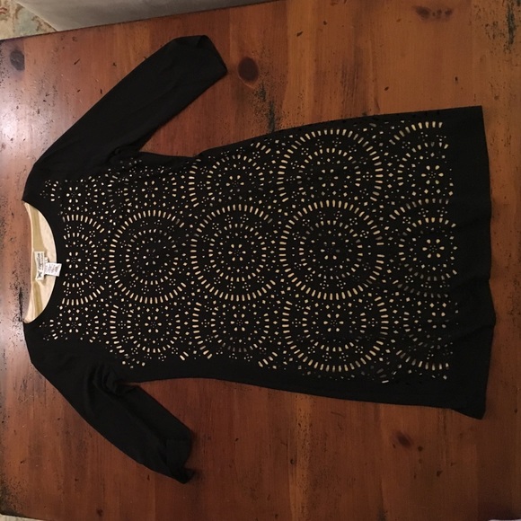 Black dress with patterned cutout