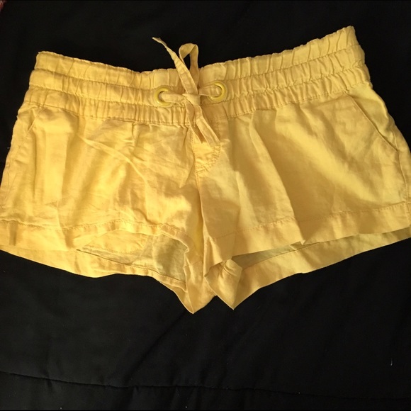 Summer Yellow Drawstring Shorts