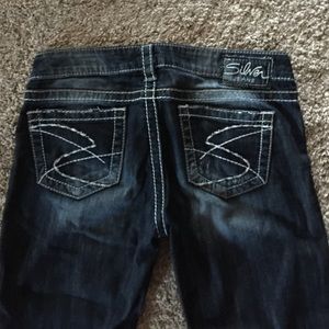 Silver denim capris