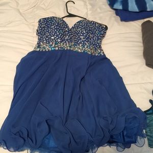 Blue, sparkly, strapless homecoming/semi dress