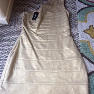 NWT Express GOLD SHIMMER STRETCH ONE SHOULDER