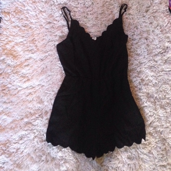 Black ruffle romper