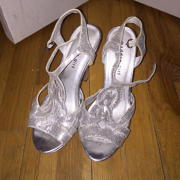 Silver madden girl heels