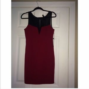 Red and shear black dress