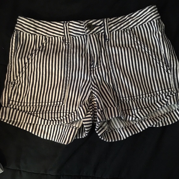 Navy Blue/ White Pinstriped Shorts