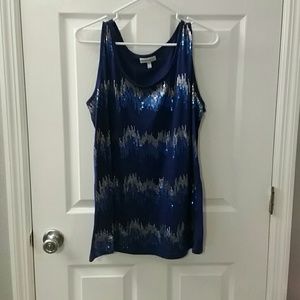 Blue Sequin Tank