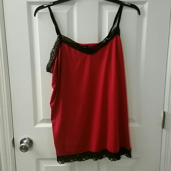 Red Cami with Black Lace