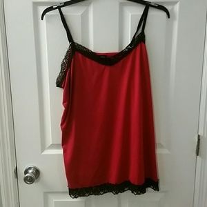 Red Cami with Black Lace