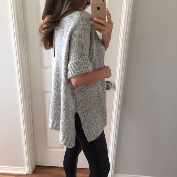 Sold • Grey Comfy Short Sleeve Sweater - Picture 2 of 4