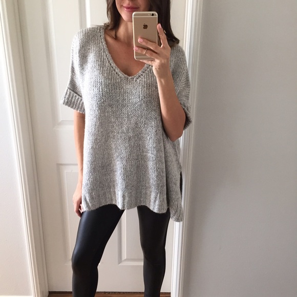 Sold • Grey Comfy Short Sleeve Sweater - Picture 3 of 4