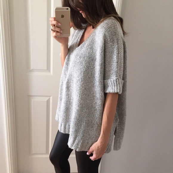 Sold • Grey Comfy Short Sleeve Sweater - Picture 4 of 4