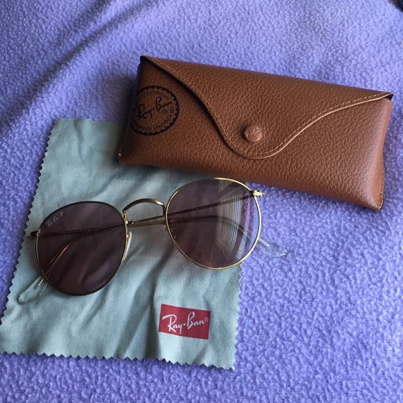 🌸RARE ROUND POLARIZED ROSE COLOR RAY BANS🌸