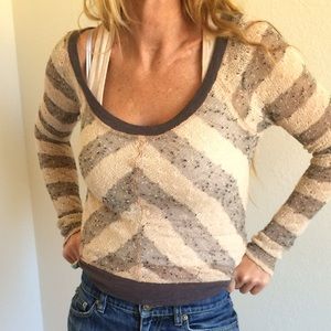 Free People Striped Chevon Knit Sweater XS