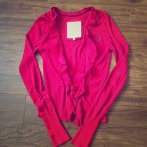 Gilly Hicks Ruffled Red Cardigan