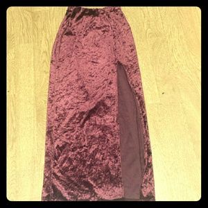 Vintage maroon crushed velvet skirt