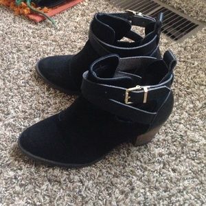 Black strapped booties