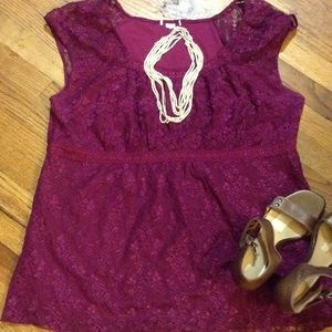 Burgundy Lace Top