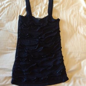 Express ruffled navy tank.