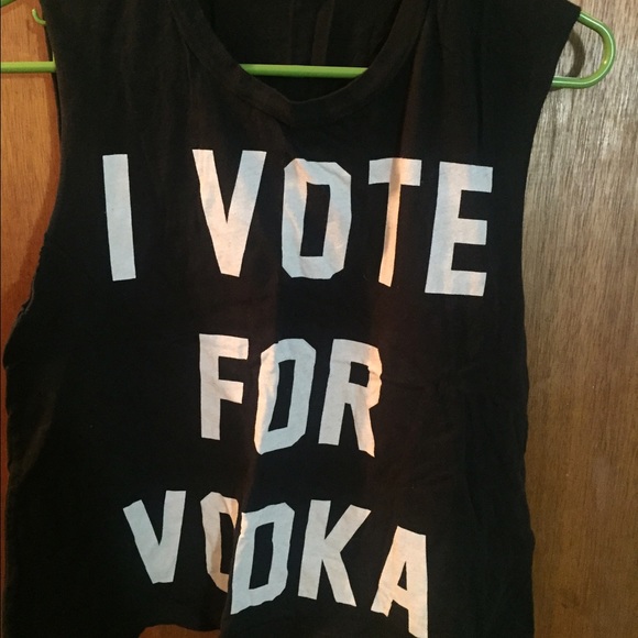 "I vote for Vodka" crop muscle tank.