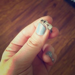 Silver infinity ring w diamond accent