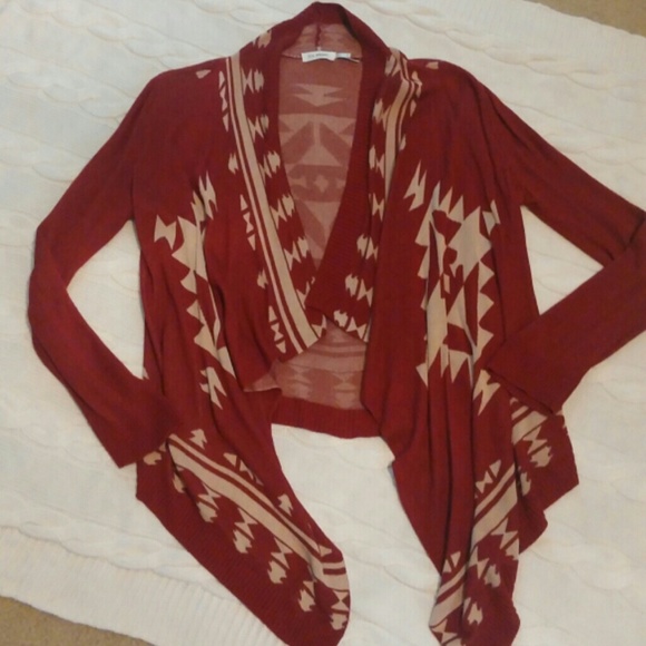 Blu Pepper drape front Aztec print cardigan