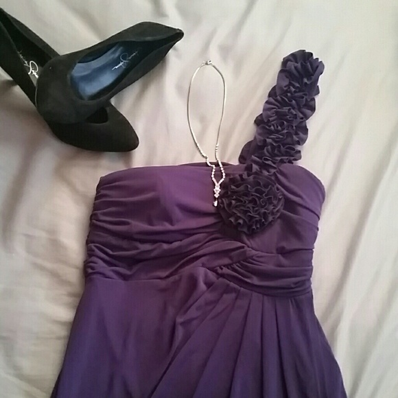 One strap purple dress