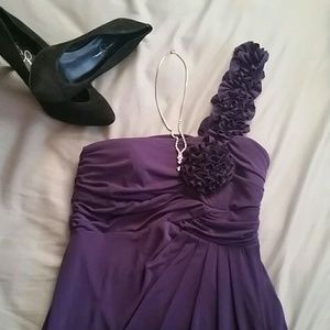 One strap purple dress