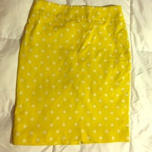 Yellow Ann Taylor Polka Dot Pencil Skirt