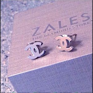 2 Pairs New stainless Double C earrings